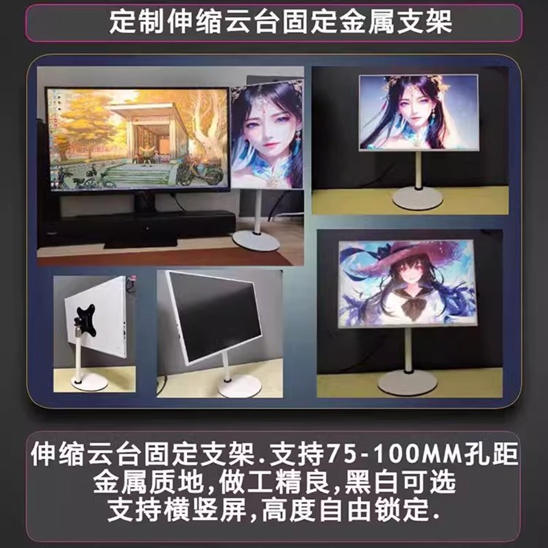 VESA全金属云台升降支架便携显示屏桌面支架台式显示器伸缩支架图片