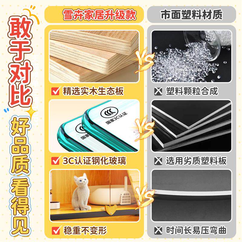 猫别墅猫窝猫爬架带厕所一体家用室内猫屋木质超大空间玻璃门猫柜
