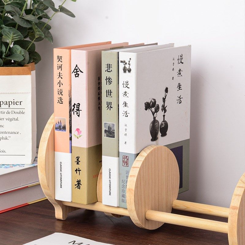 桌上书立架学生用实木可推拉伸缩办公室文件架书本挡板创意书架图片
