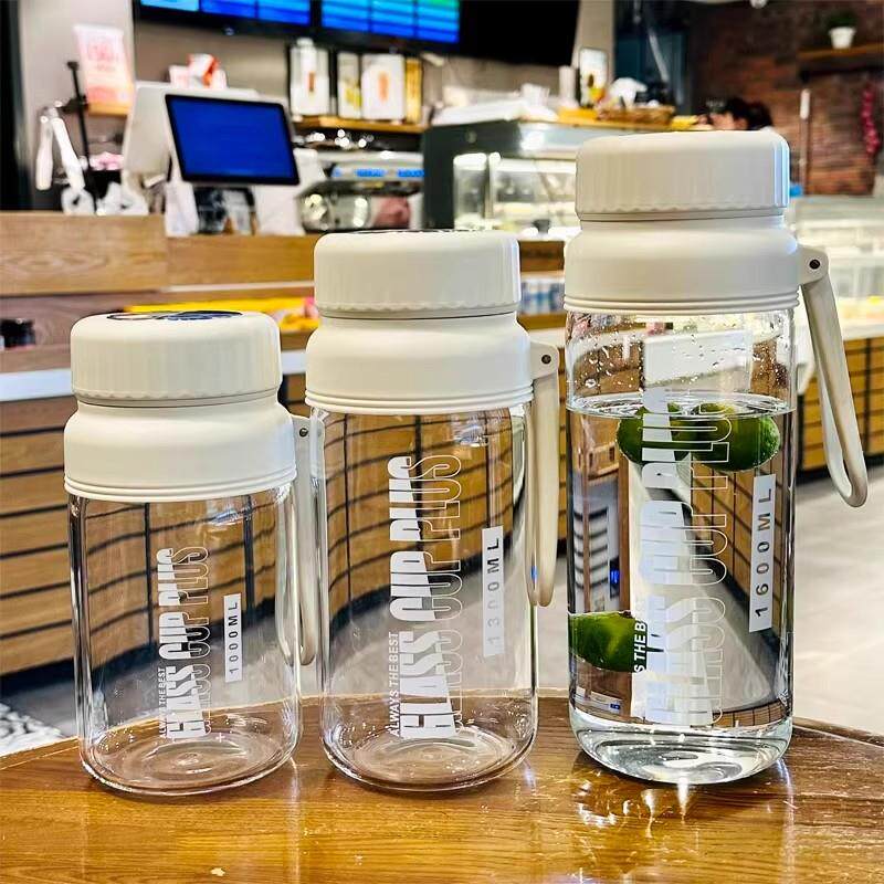 大号玻璃水杯大容量耐高温毫升玻璃杯高颜值女生专用水瓶口杯子