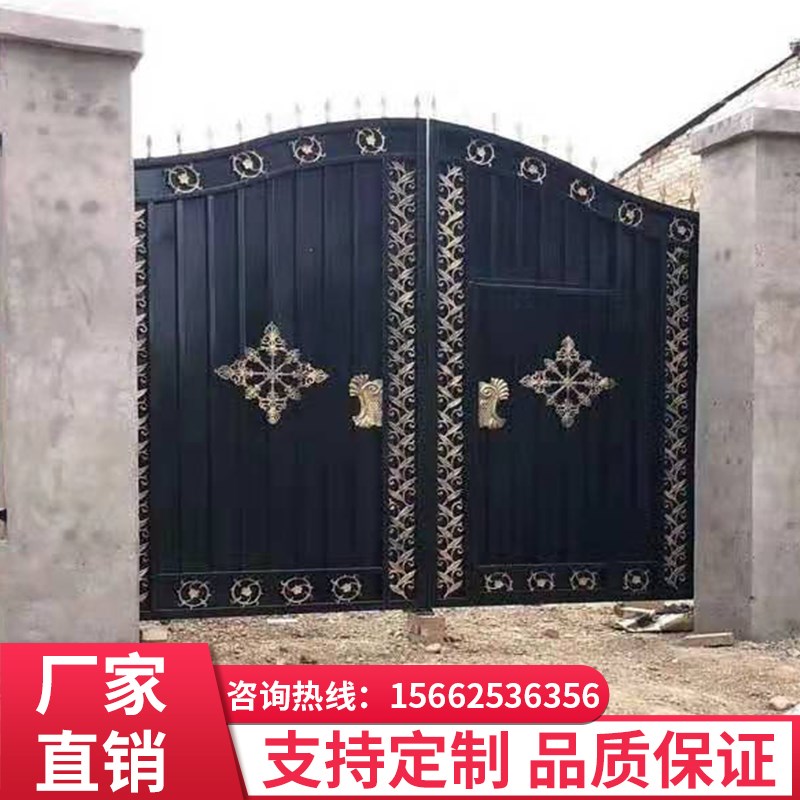 铁艺对开大门欧式庭院门支持订制农村家用铁门雕刻纹理设计