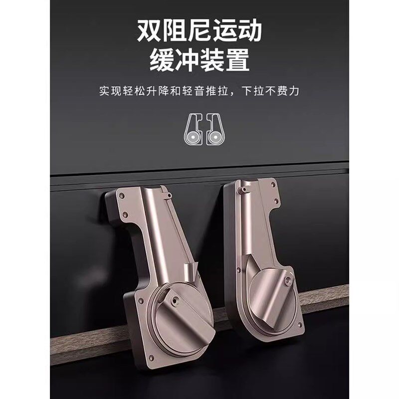 衣柜升降挂衣架衣柜伸缩推拉挂衣杆衣帽间阻尼缓冲液压挂衣器