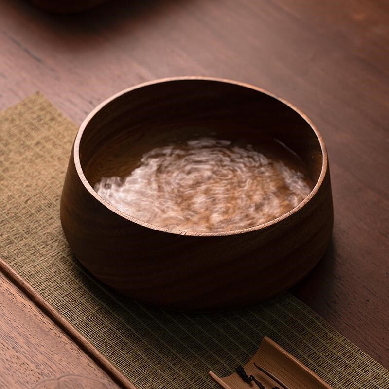 胡桃木家用建水实木干泡水盂大小号茶洗茶台废水桶功夫茶道配件