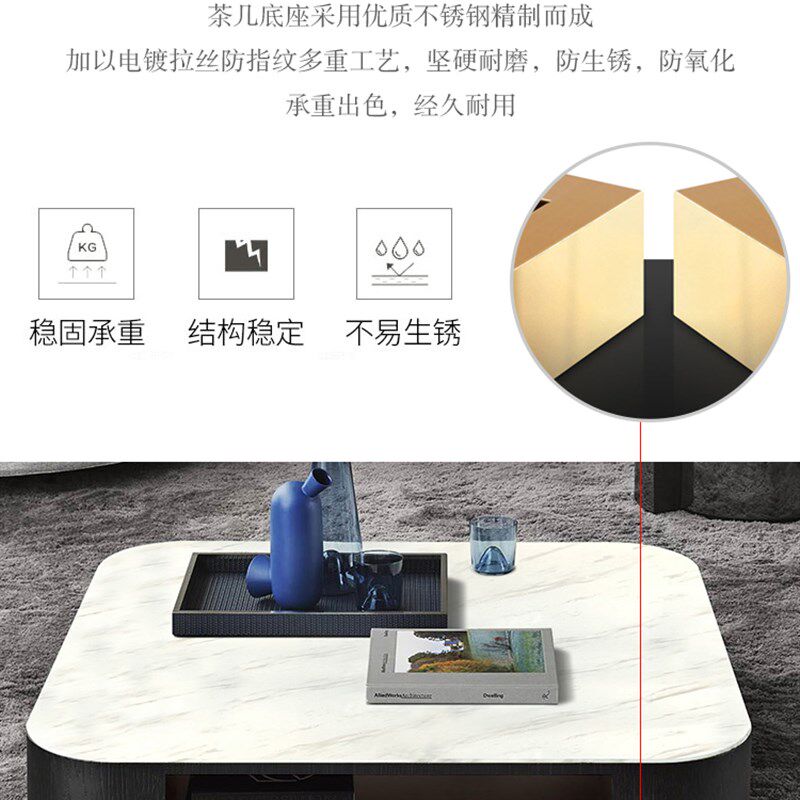 北欧大理石茶几轻奢网红后现代简约小户型客厅茶桌创意圆形茶几