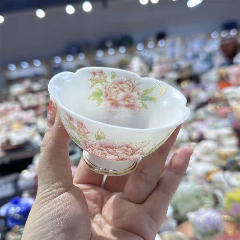 羊脂玉陶瓷茶杯主人杯单杯素烧白瓷茶具个人品茗杯茶盏伴手礼