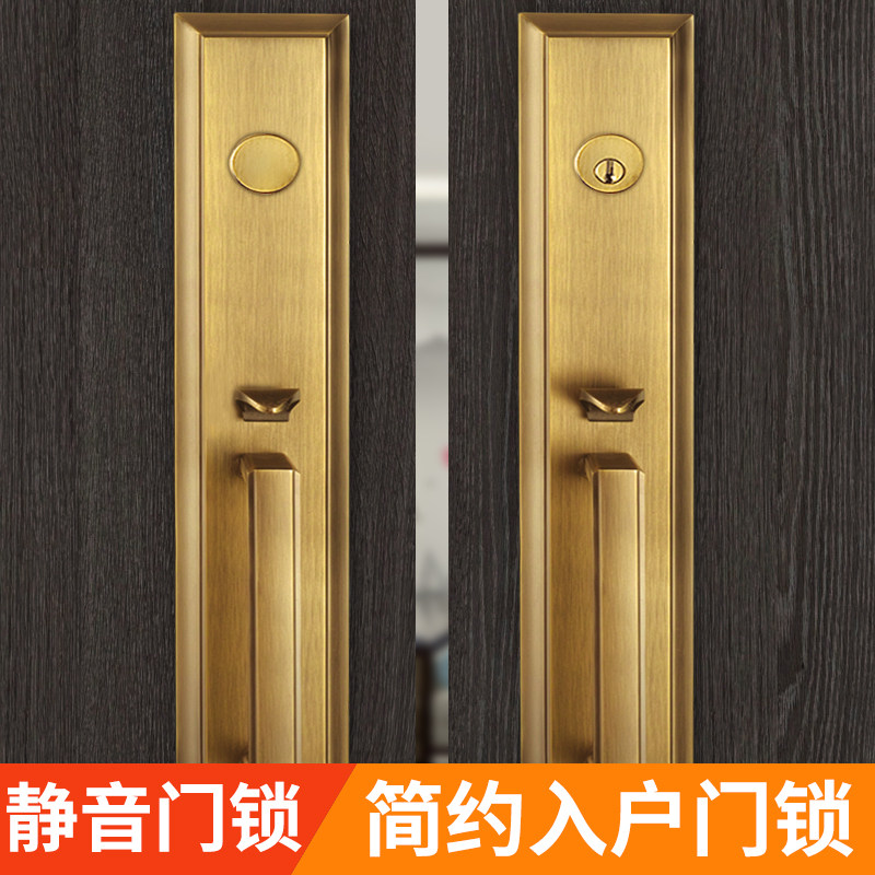 美式别墅大门锁子母门双开木门对开静音会议室入户大拉手五金锁具
