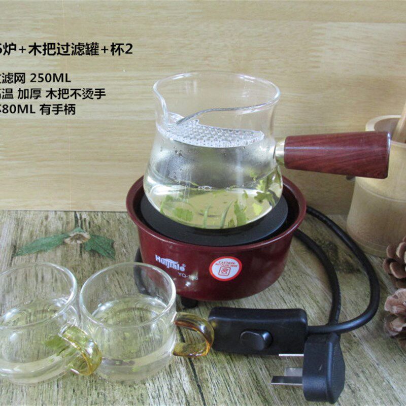 甘肃陇南罐罐茶煮茶发热盘电炉铜罐木把陶罐茶馆家用烤大枣有开关