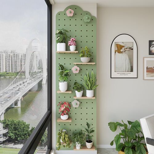小木偶洞洞板置物架入户玄关实木收纳展示架墙面木质装饰挂板定制