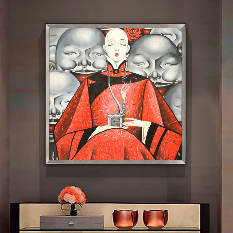 新中式客厅古典装饰画人物沙发背景墙餐厅墙壁玄关挂画过道壁画