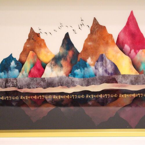 五行财山晶瓷画聚财漏财居家财位摆设金框财运工艺画