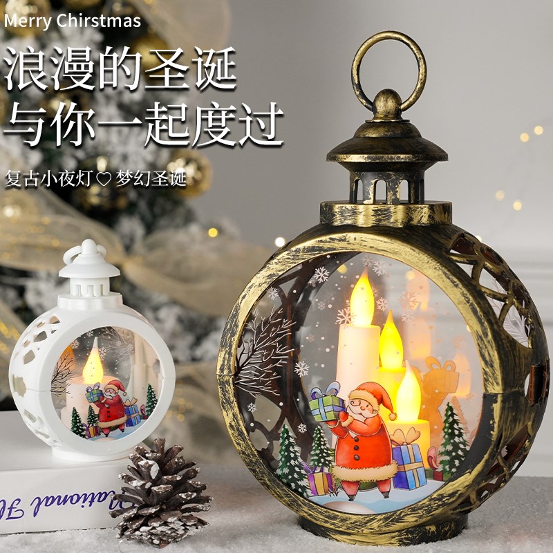圣诞节小礼品发光雪人复古圆形灯儿童小玩具床头节能氛围创意装扮