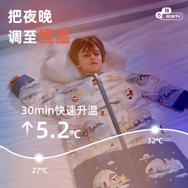 儿童睡袋春秋冬季加厚款恒温宝宝中大童睡觉防踢被子神器四季通用