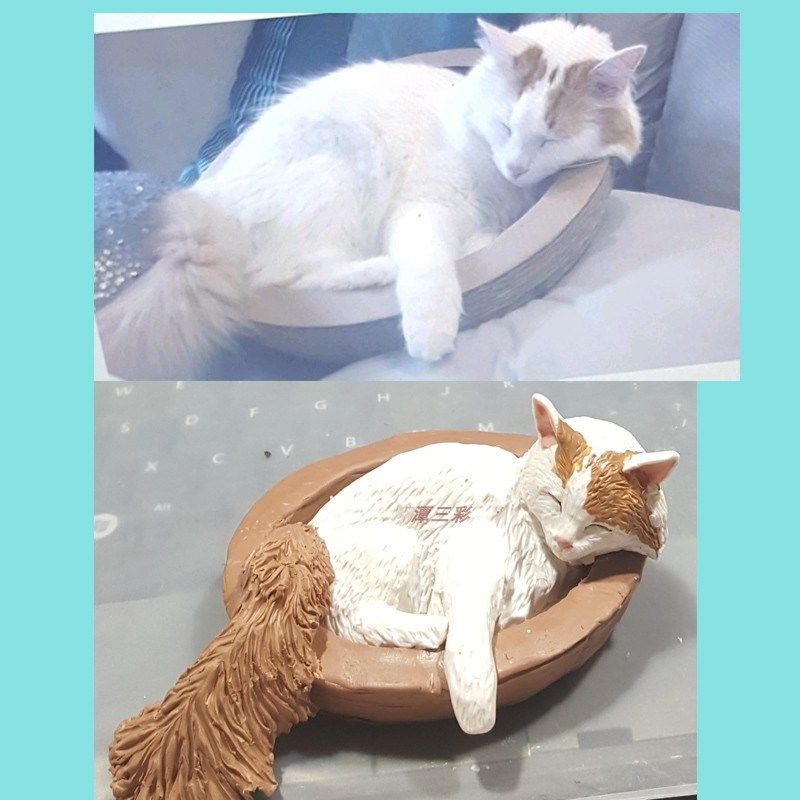 手工照片定制宠物猫咪纪念品摆件软陶动物模型去世纪念礼物订制