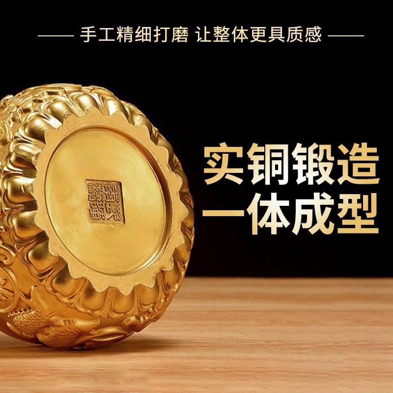 聚宝盆摆件实心纯黄铜存钱罐结婚客厅卧室办公室店铺招财黄铜米缸