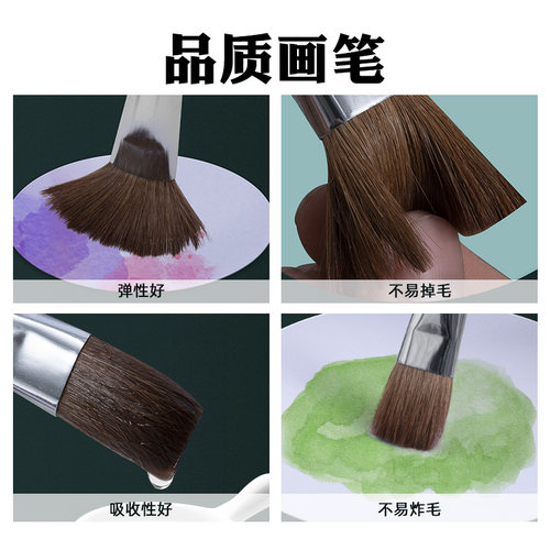 水粉画笔套装美术生专用狼毫水粉笔平头儿童颜料画笔刷勾线笔毛笔