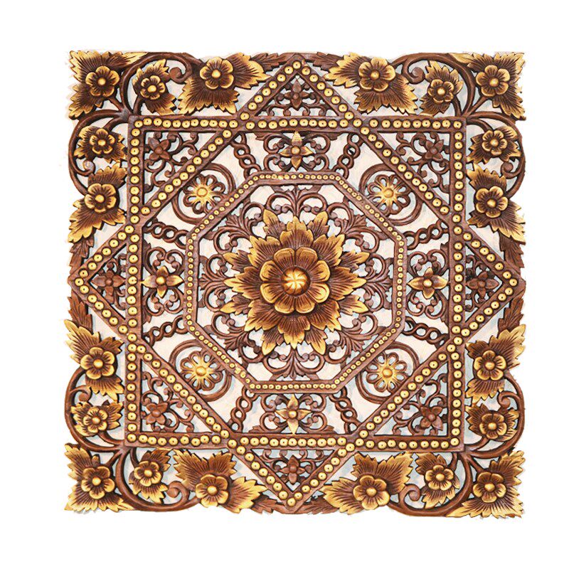 泰国木雕壁挂装饰柚木雕花板客厅沙发背景墙挂饰实木装饰挂件墙饰