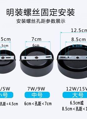 超薄金色led明装筒灯4寸12W15W免开孔吸顶阳台过道15cm黑色天花灯