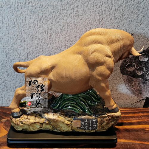 陶瓷工艺品  石湾公仔  生肖 牛 牛气冲天