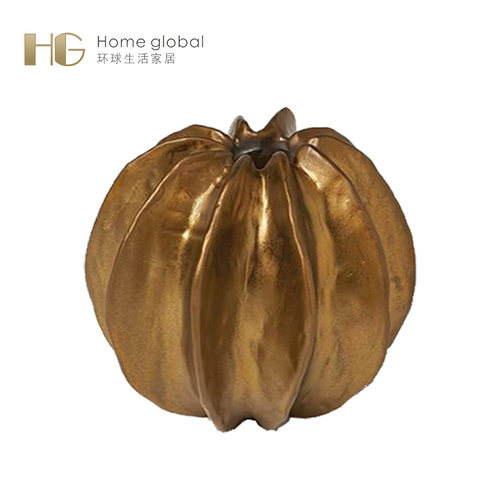 软装设计桌面饰品金色海星状陶瓷花瓶样板间客厅干花装饰摆件礼品