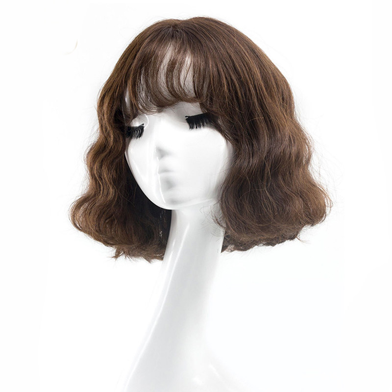 假发女短发造型真发全头套式波波头可爱羊毛卷全真人发丝自然发套