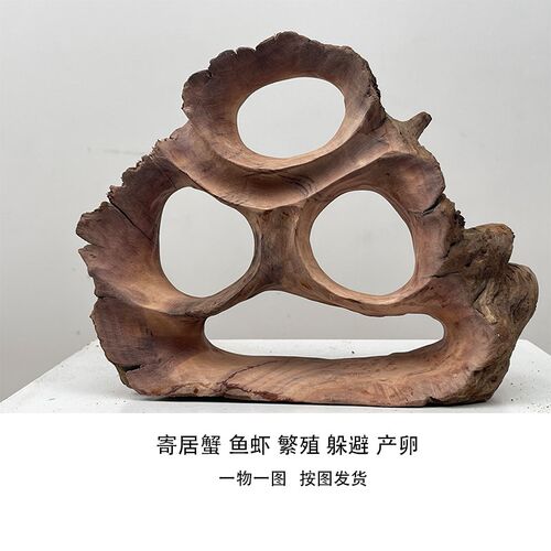 寄居蟹鱼虾躲避多孔树洞爬宠鱼缸造景虾窝鱼窝产卵繁殖原木摆件