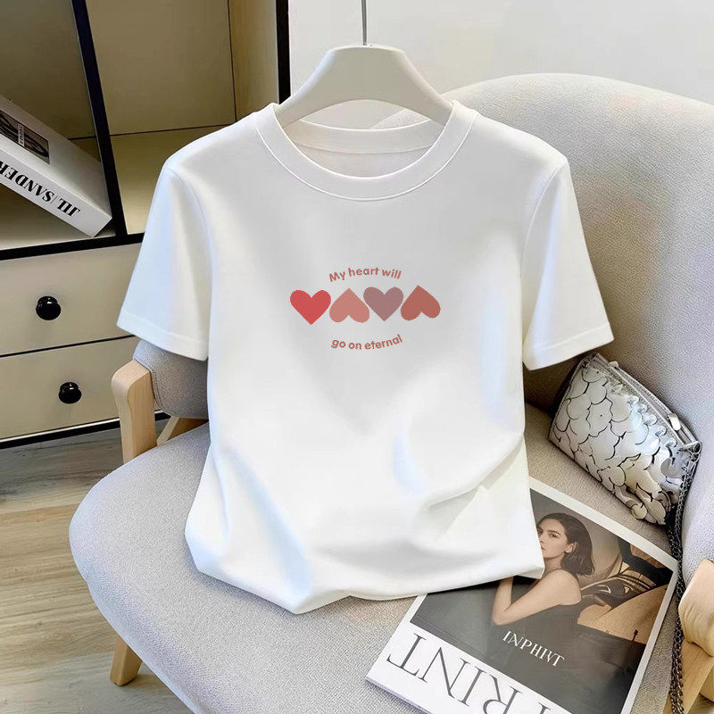 白色t恤女正肩短袖欧货2026新款显瘦圆领小衫多巴胺叠穿打底上衣