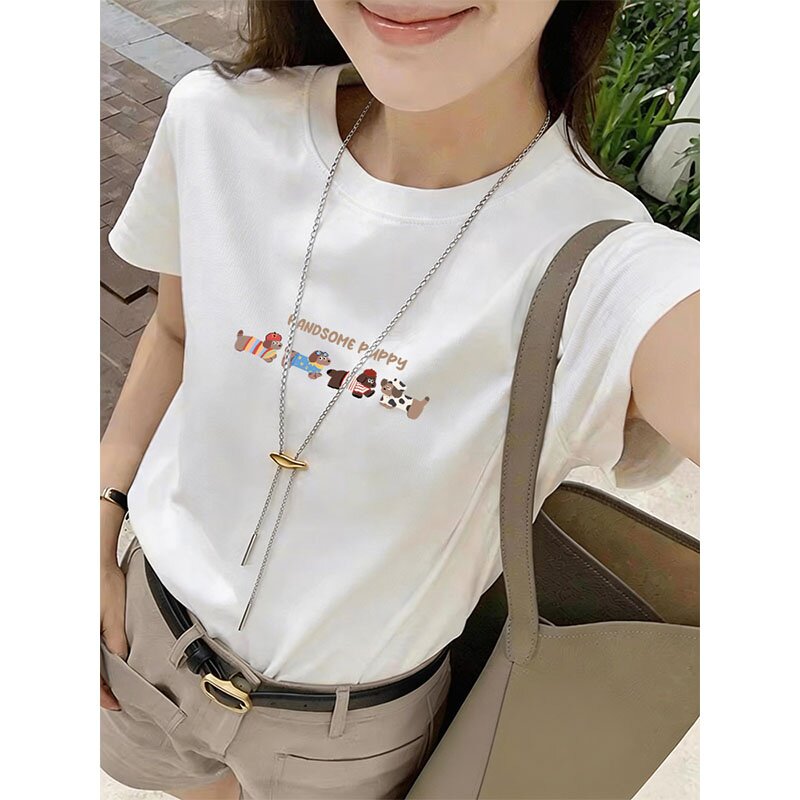 棉质短袖正肩t恤女夏季新款宽松显瘦辣妹设计感小清新短款上衣