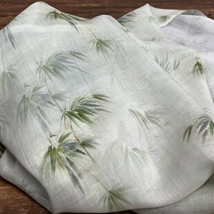 布久以逅新中式上衣中国风改良汉服旗袍布料连衣裙衬衫面料  竹叶