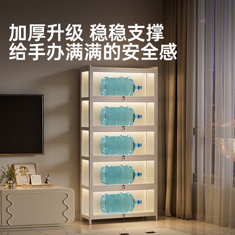 手办展示柜带锁带灯家用落地模型收纳置物架亚克力透明多层收纳柜