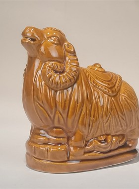 陶瓷十二生肖黄色虎牛兔羊狗鸡龙马猪摆件陶土烧制唐三彩中式动物