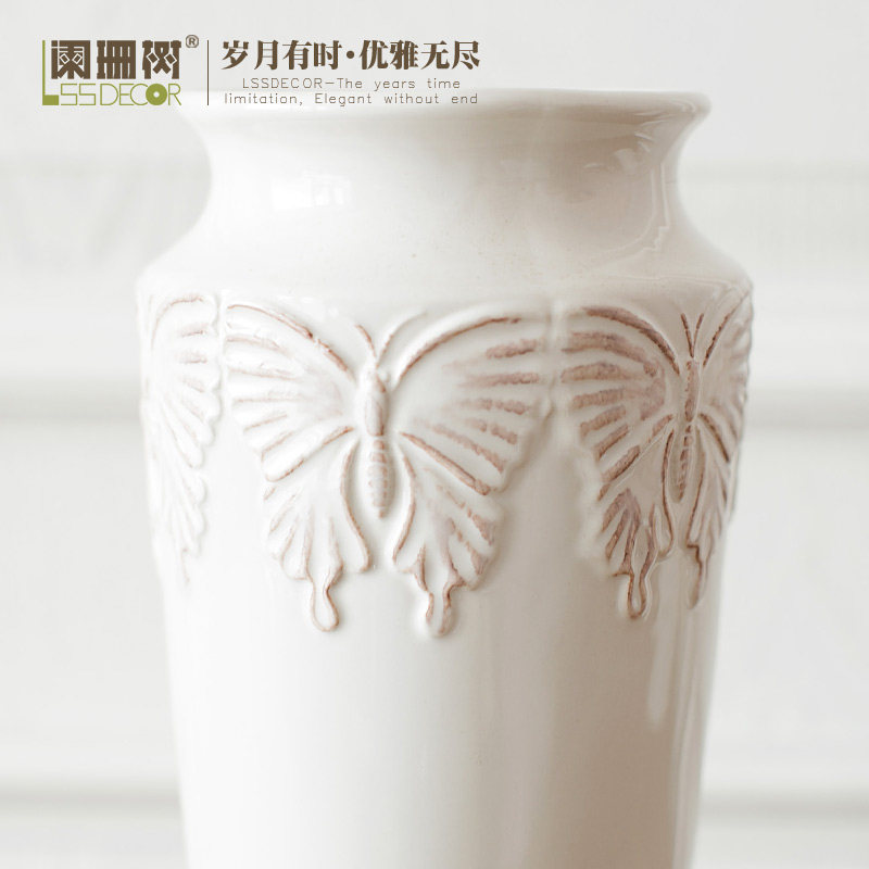 简约陶瓷花瓶蝶羽餐桌花瓶茶几客厅软装摆设摆件家居装饰品