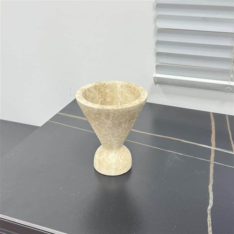 侘寂风天然洞石圣木香薰托盘北欧香薰炉扩香器设计师卧室玄关摆件