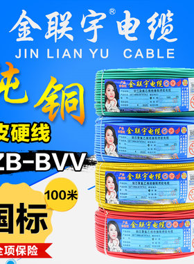 金联宇电线电缆国标阻燃BVV1 1.5 2.5 4 6平方双皮单芯纯铜硬家装