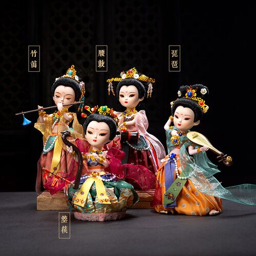 中国风礼品敦煌飞天绢人四大美女娃娃摆件特色工艺品出国送老外