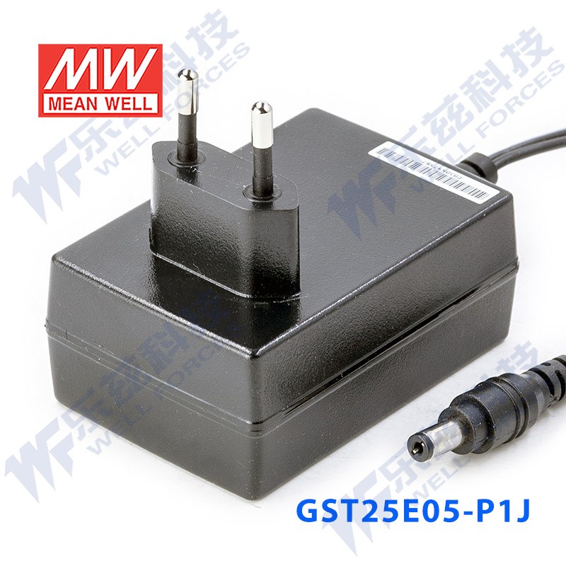 明纬25W电源适配器GST25E工业级05/07/09/12/15/18/24/28/48V欧规