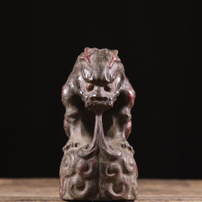 仿古石雕天然青石祥云吸水兽中式复古摆件茶席装饰品摆设摆件包邮