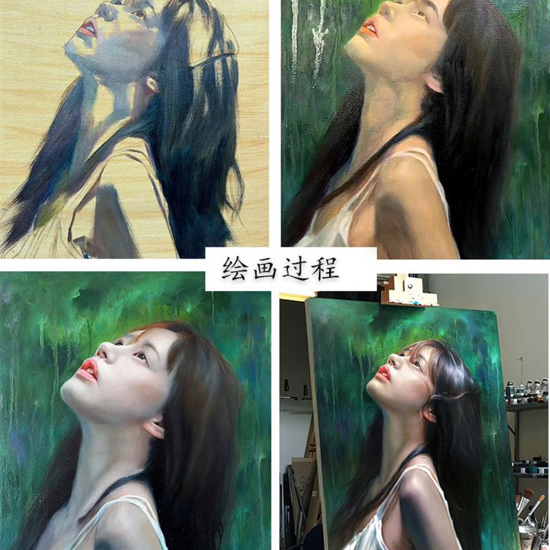 广东老画师真人肖像手绘油画 欧式无框风景代画平面装饰画 多尺寸
