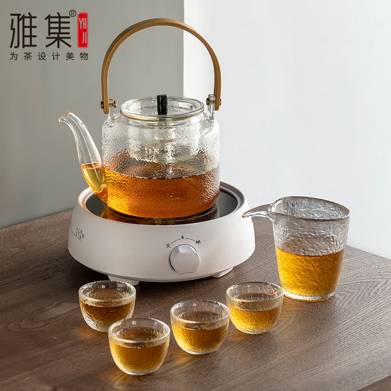 雅集茶具简约电陶炉煮茶器小型迷你电磁炉家用办公烧水玻璃煮茶壶