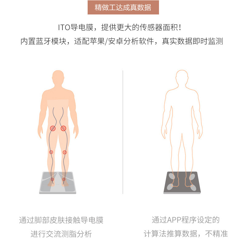 香山智能体脂秤家用电子秤体重秤大款人体精准耐用充电家庭体脂称