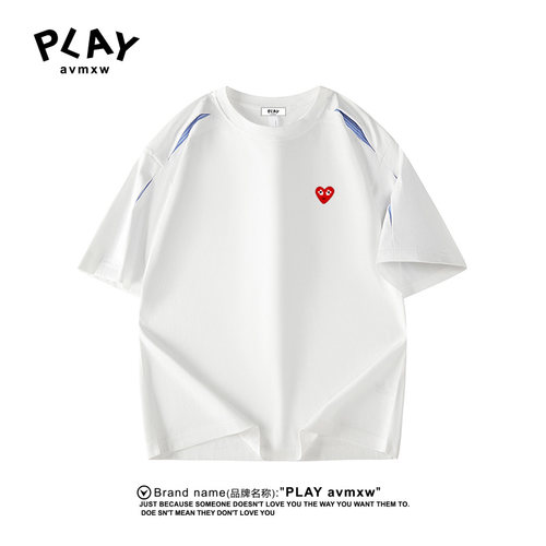 PLAYAVMXW撞色爱心情侣短袖T恤