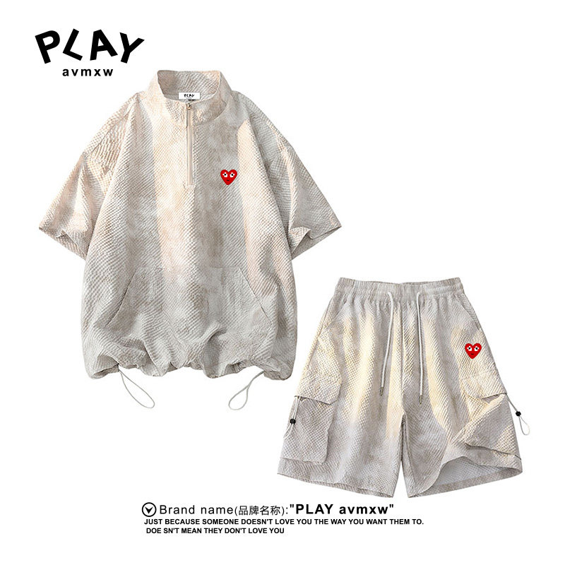 PLAYAVMXW扎染拉链短袖两件套