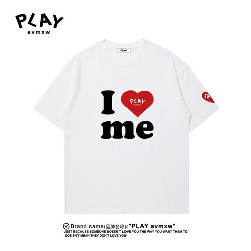 PLAYAVMXW纯棉爱心刺绣T恤男女