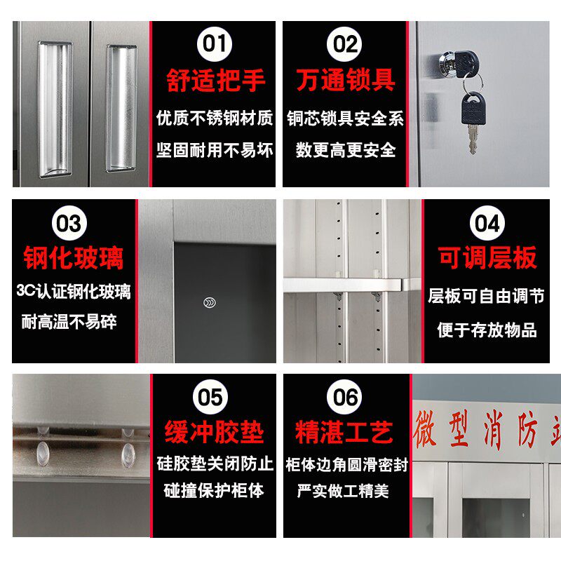 不锈钢消防柜微型消防站应急器材柜灭火箱防护柜防爆展示柜装备柜