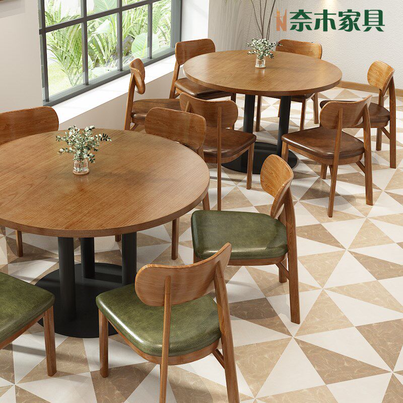 咖啡店奶茶店实木椅子甜品螺蛳粉店小圆桌快餐面馆小吃店桌椅组合