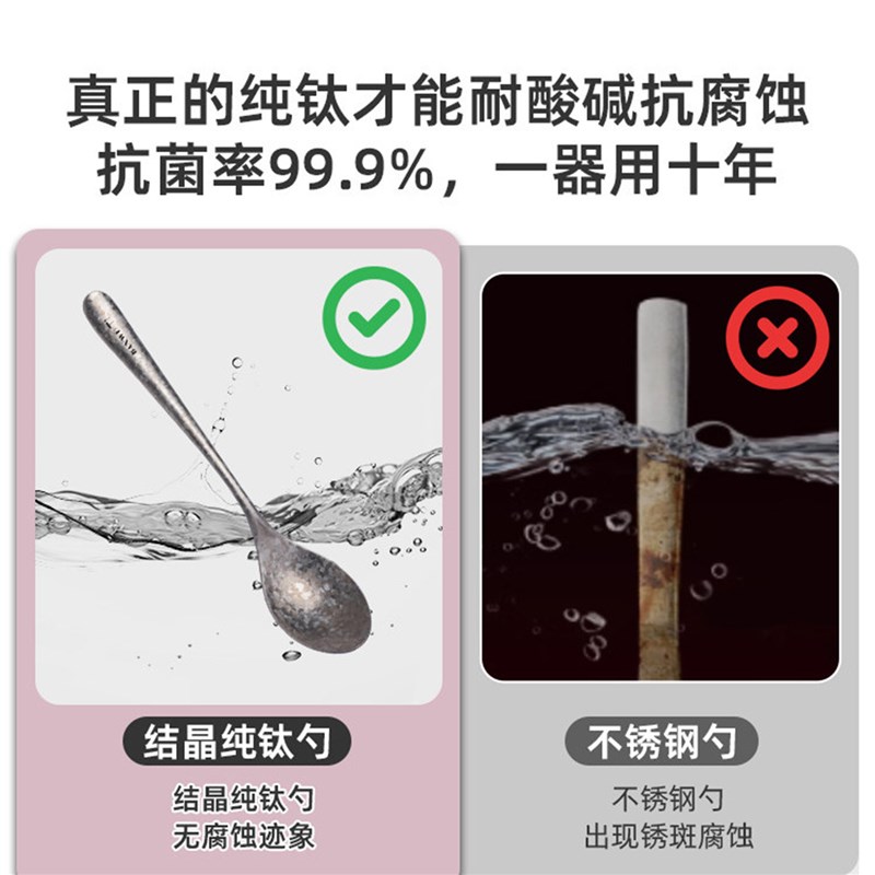 美国纯钛筷子勺子防霉便携家用餐具食品级个人专用高档筷勺叉套装