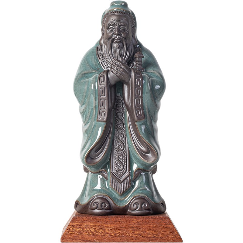 陶瓷孔子像摆件历史人物孔夫子雕塑像客厅书房桌面装饰工艺品摆设