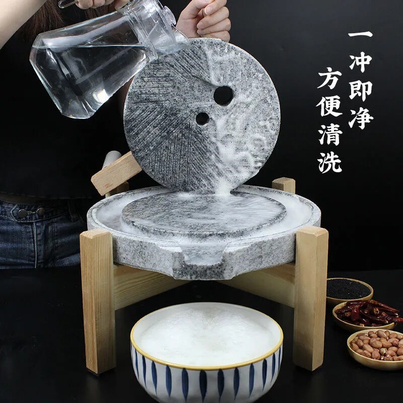 小石磨家用小型复古豆浆豆腐幼儿园手动推磨盘机老式麻石石墨磨子