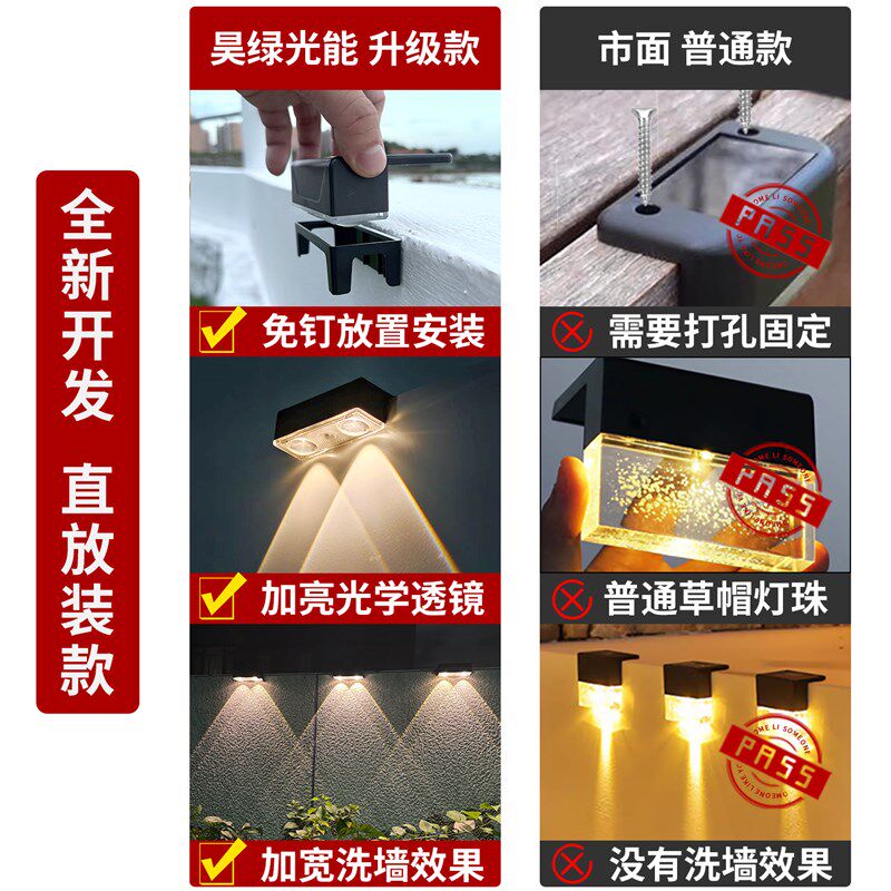 太阳能户外灯防水洗墙壁灯庭院花园布置阳台院子别墅围墙氛围装饰