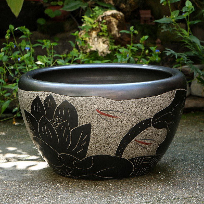 景德镇睡莲荷花盆缸花盆陶瓷特大号清仓种树盆景大花盆庭院养鱼缸