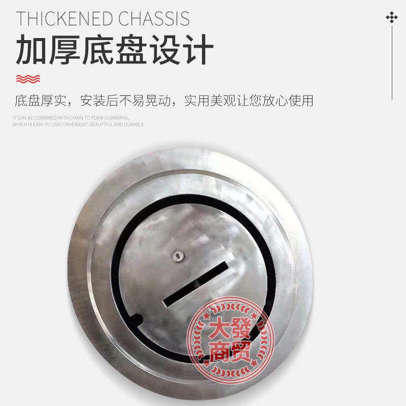 防撞柱预埋活动桩304不锈钢路桩挡车桩警示不锈钢提手活动路桩